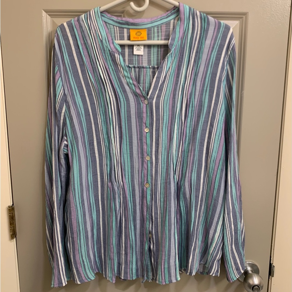 Ruby Rd Size XL striped button down top